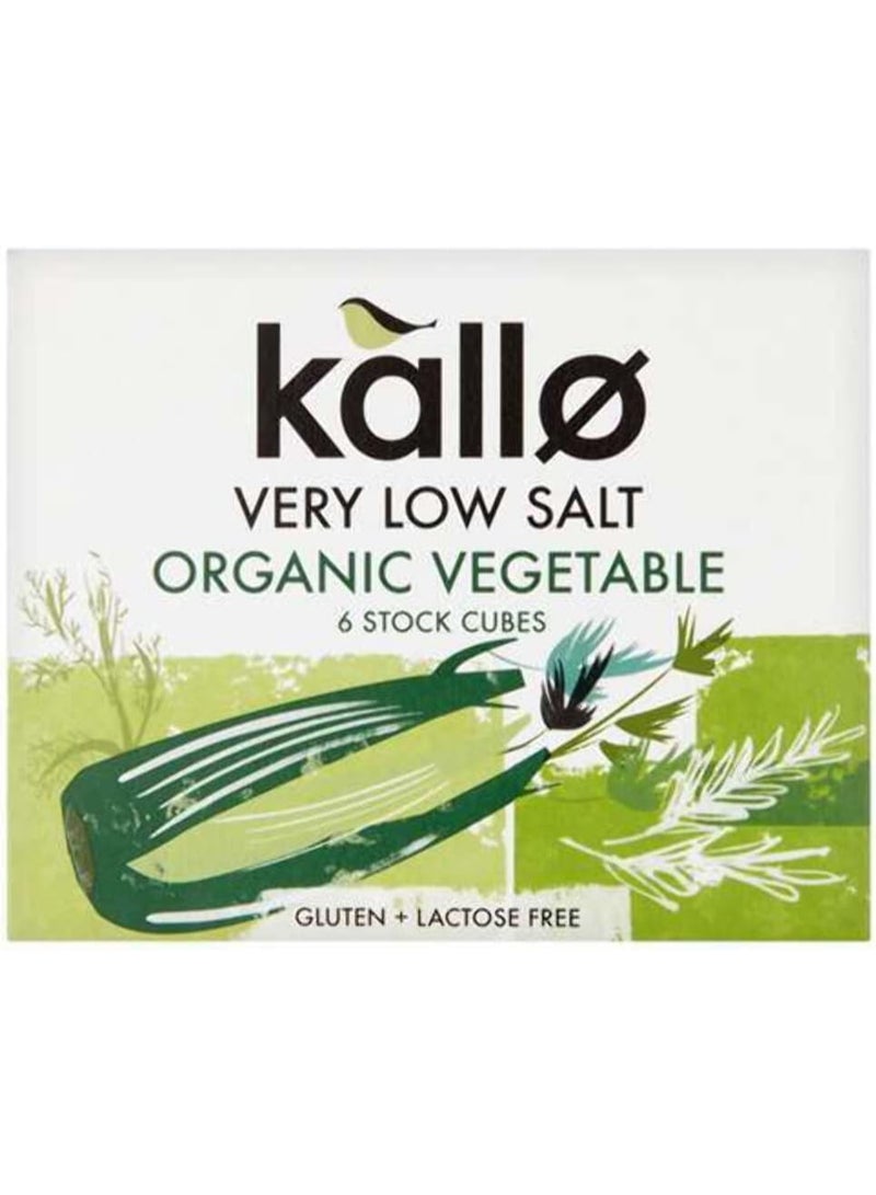 Kallo Very Low Salt Organic Vegetable 6 Stock Cubes Gluten Free Vegan & Coeliac Friendly No Artificial Colours Flavours Or Pr